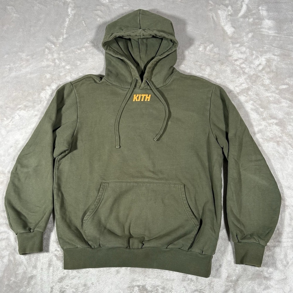 KITH FW17 Heavyweight Pullover Hoodie Men M Green Gorpcore Classic CenterLogo US